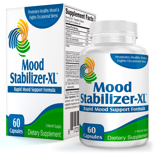 Mood Stabilizer-XL: Mood Support Supplement with 13 Active Ingredients Including 5-HTP, Ashwagandha, GABA & St. John's Wort Extract - Mood Enhancer Supplements & Vitamins - 60 Capsules