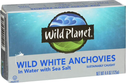 Wild Planet Wild White Anchovies in Water 3rd Party Mercury Tested 44 Ounce