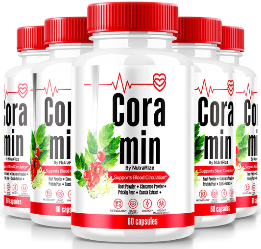 (5 Pack) Coramin Capsules, All-Natural Formula to Maintain Healthy Levels, Maximum Strength Supplement, Premium Blood Flow Support, Official Vitamin Pills, Cora min Capsulas Reviews (300 Capsules)