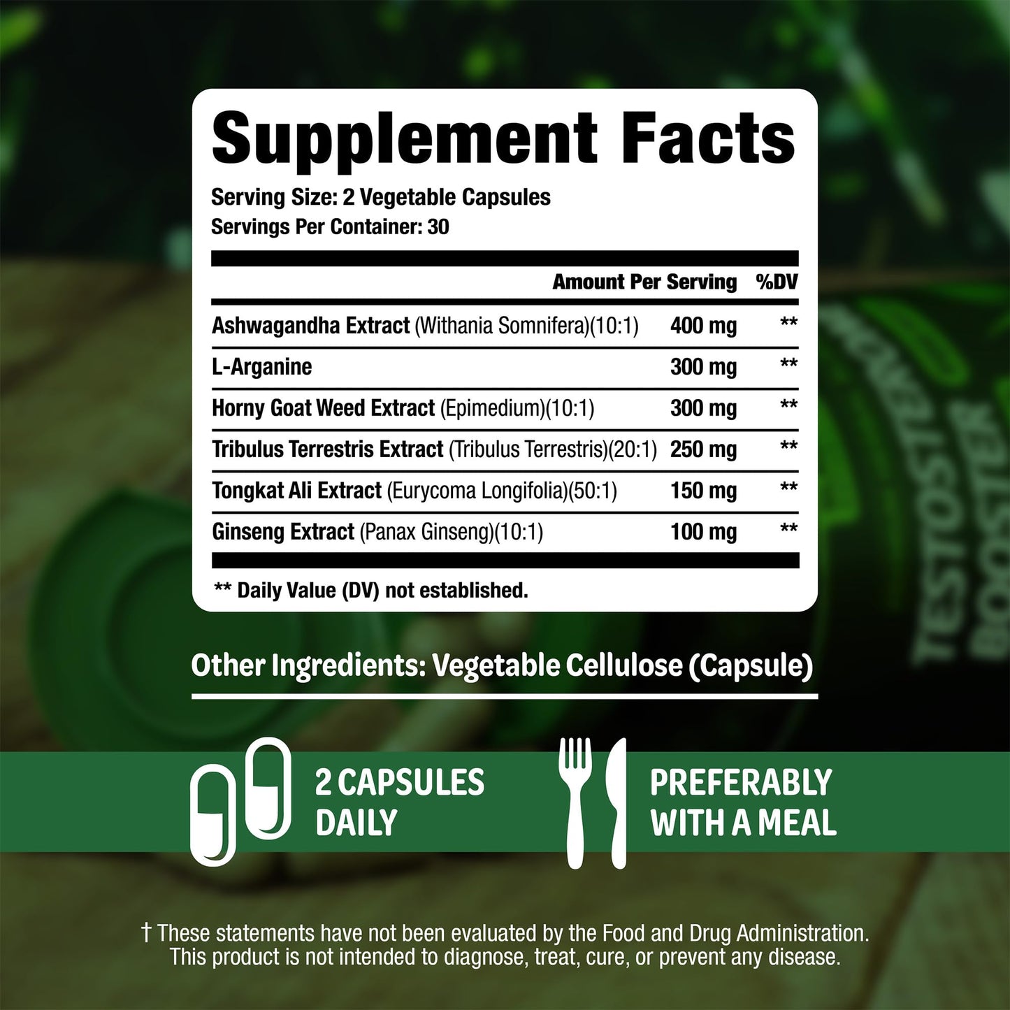 Testosterone Booster Supplement for Men - Male Enhancing Test Boost - Ashwagandha, L-Arginine, Tongkat Ali, Tribulus + More - Workout, Build Muscle, Strength, Energy & Performance - 2 Month Supply