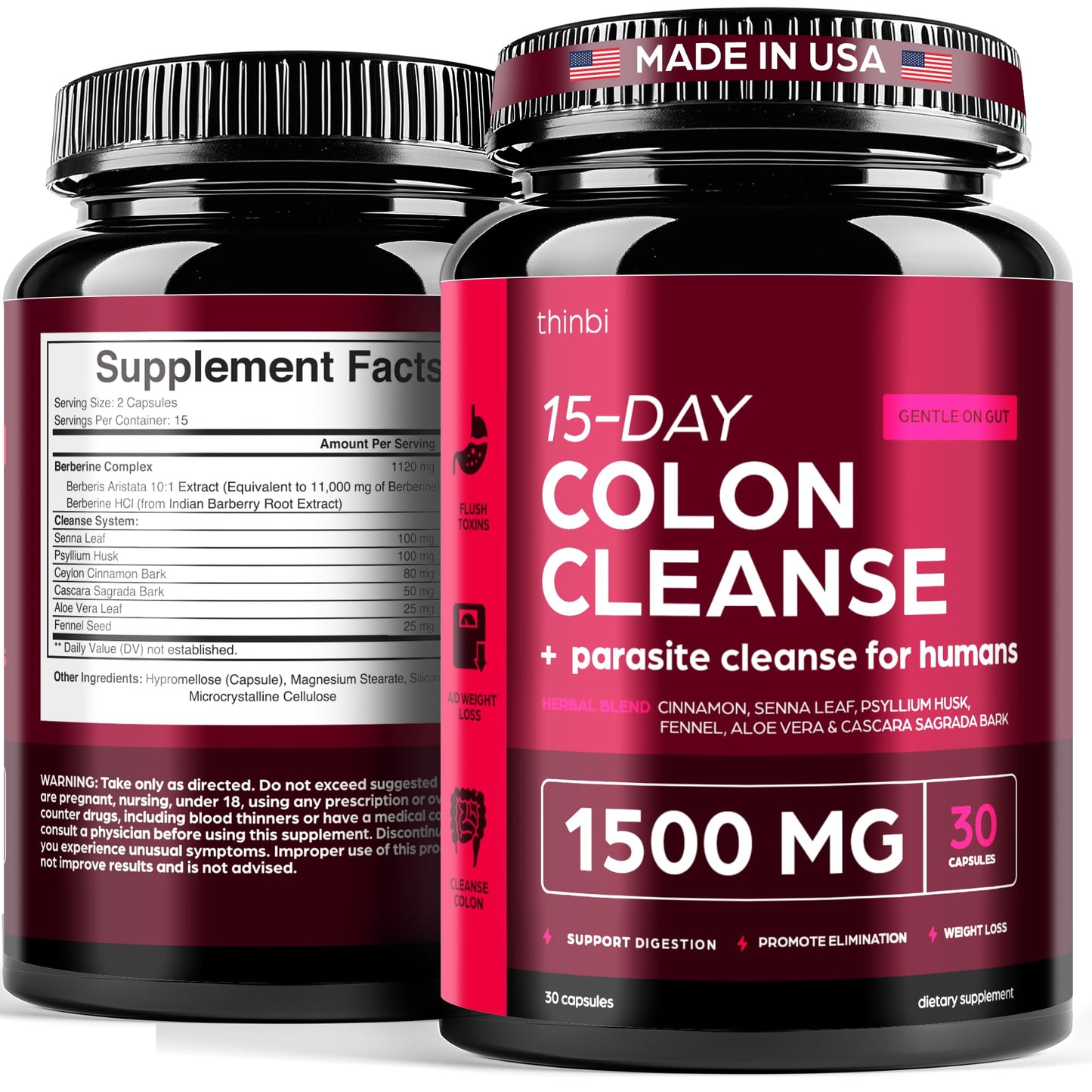 Advanced Ketogenic Colon Cleanse with Berberine 1500mg - 15 Day Parasite Detox for Men & Women - Extra Strength Formula with Senna Leaf for Rapid Constipation Relief, Gut Health & Bloating Reduction
