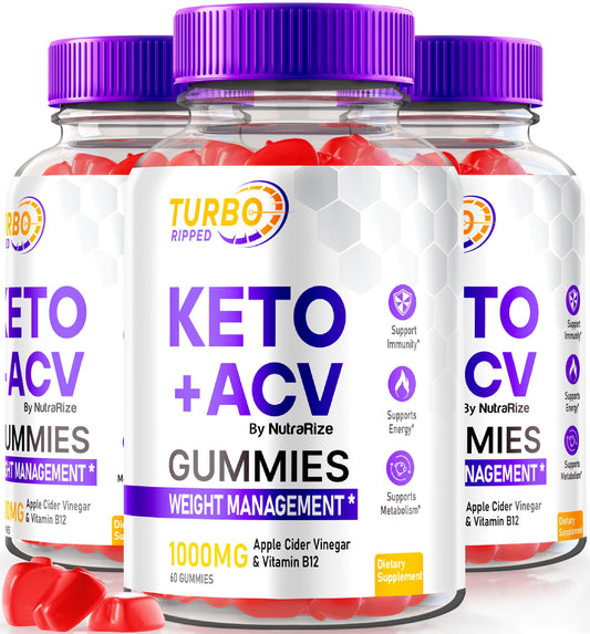 (3 Pack) Turbo Ripped, Turbo Ripped Keto ACV Gummies, Official Weight Loss Gummies, Apple Cider Vinegar 1000MG, All Natural ACV Gummy, Premium Formula, TurboRipped Gomitas Reviews (180 Gummies)