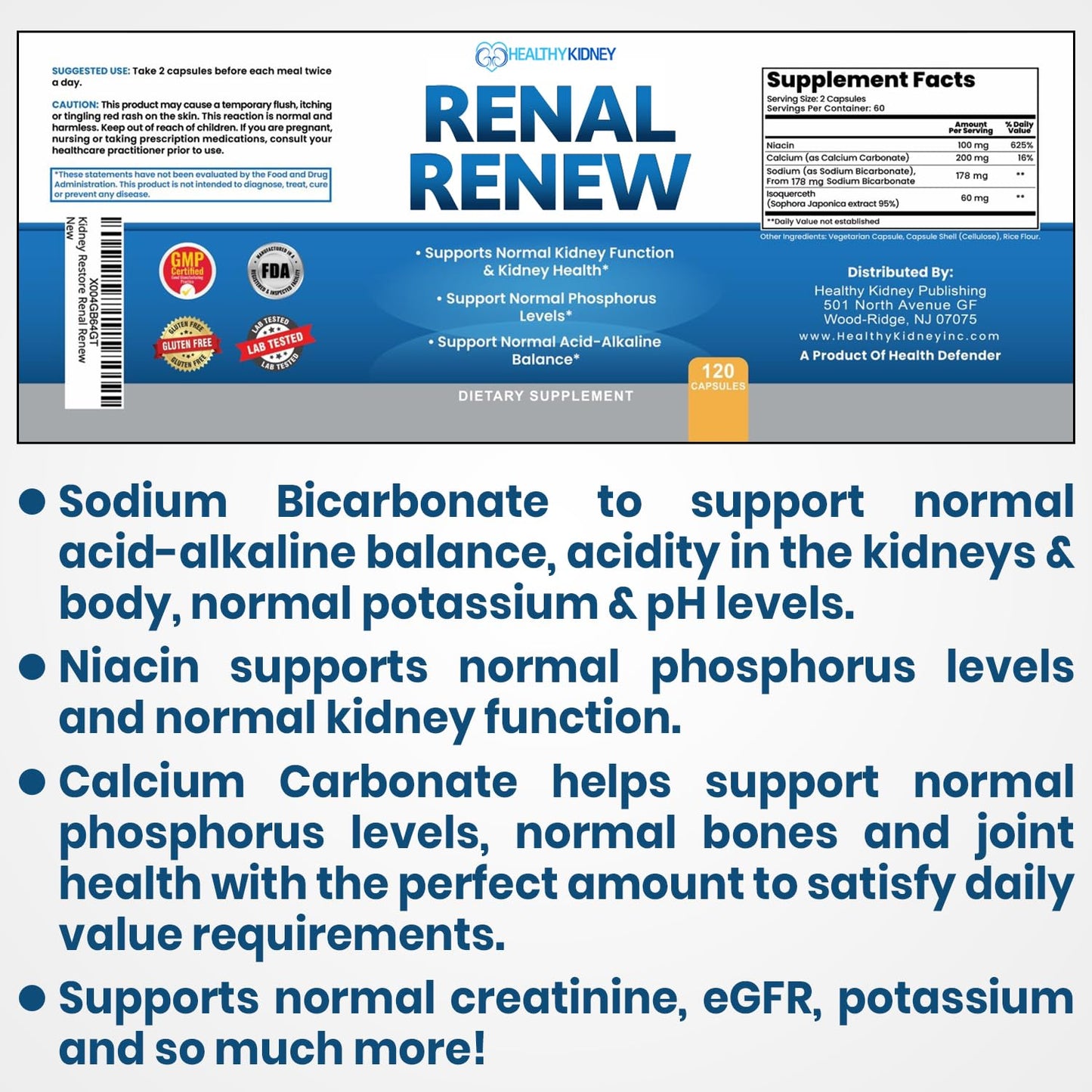 Renal Renew: Advanced Kidney Cleanse Detox & Repair Kidney Support Supplement. Breakthrough Smart Kidney Supplement Rejuvenates Kidney Health 120 Caps