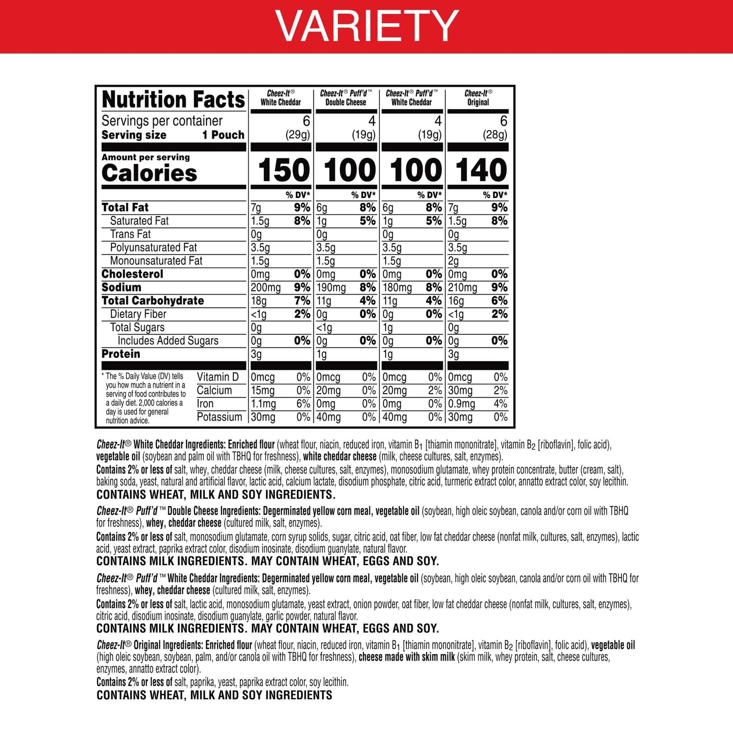 CheezIt Cheese Crackers Baked Snack Crackers Office and Kids Snacks Variety Pack 1772oz Box 20 Pouches