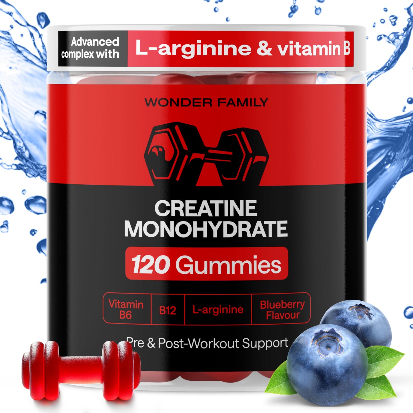 Creatine Monohydrate Gummies 5g with Vitamins B6, B12 - Boost Strength & Recovery with Creatine Chewables - Tasty Creatine for Men Muscle Gain - Creatina Monohidratada en Gomitas - 120 Creatine Gummys