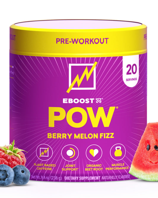 EBOOST POW Natural Pre Workout Powder - 20 Servings - Berry Melon Fizz - Pre Workout Supplement for Performance, Joint Mobility Support, Energy, Focus - Men & Women - Non-GMO, Gluten-Free, No Creatine