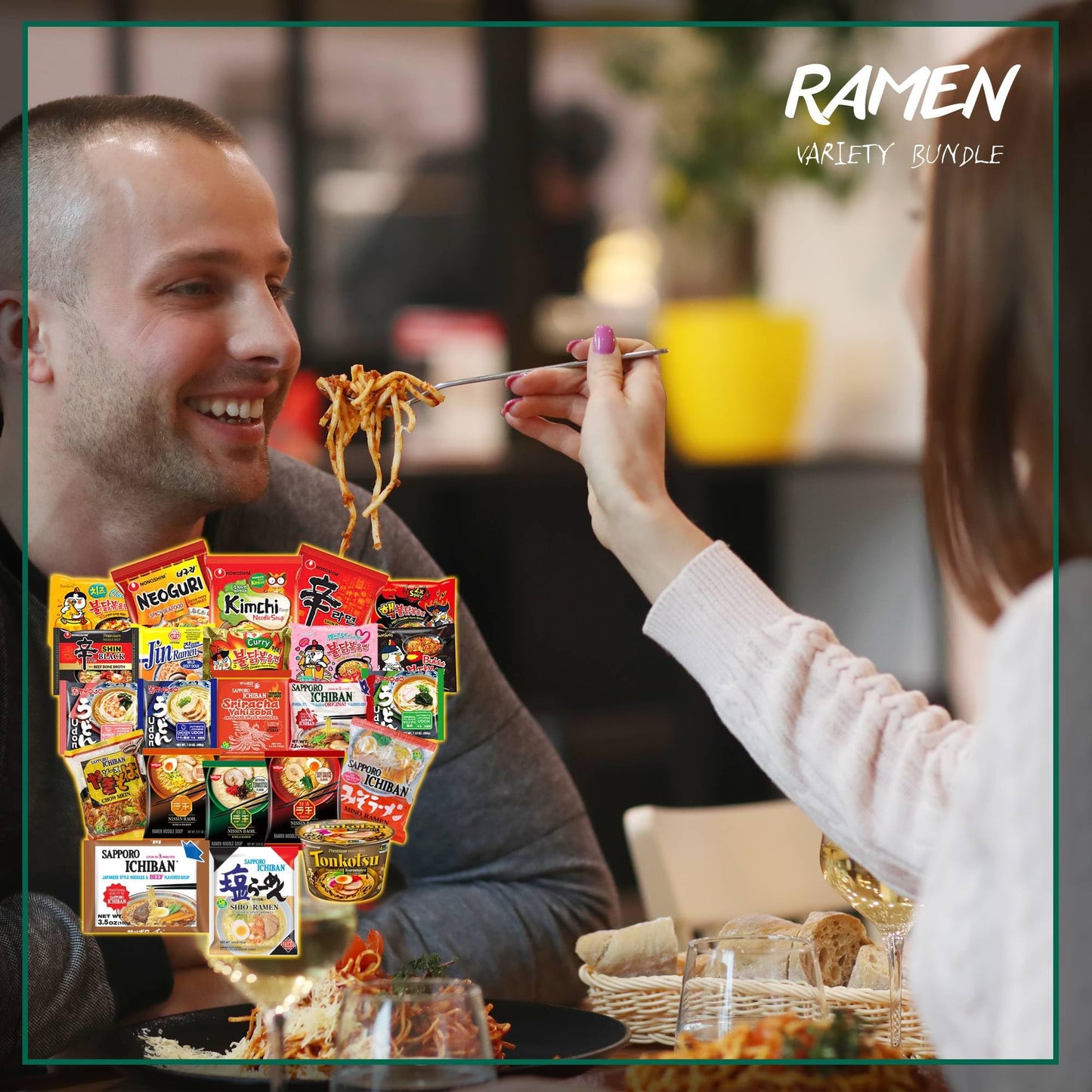 FOODIE BOXX KoreanJapanese Fusion Instant Ramen Variety 10 Pack Noodles with Fortune Cookie and Chopsticks