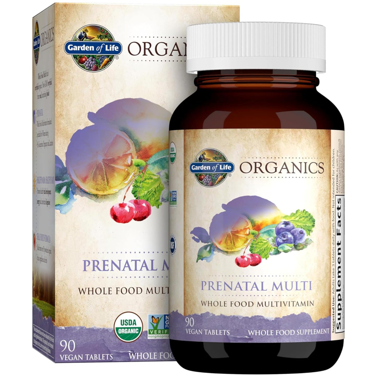 Garden of Life Organics Women’s Prenatal Multivitamin with Vitamin D3, B6, B12, C & Iron, Folate for Energy & Healthy Fetal Development - Organic, Non-GMO, Gluten-Free, Vegan, 90 Day Supply