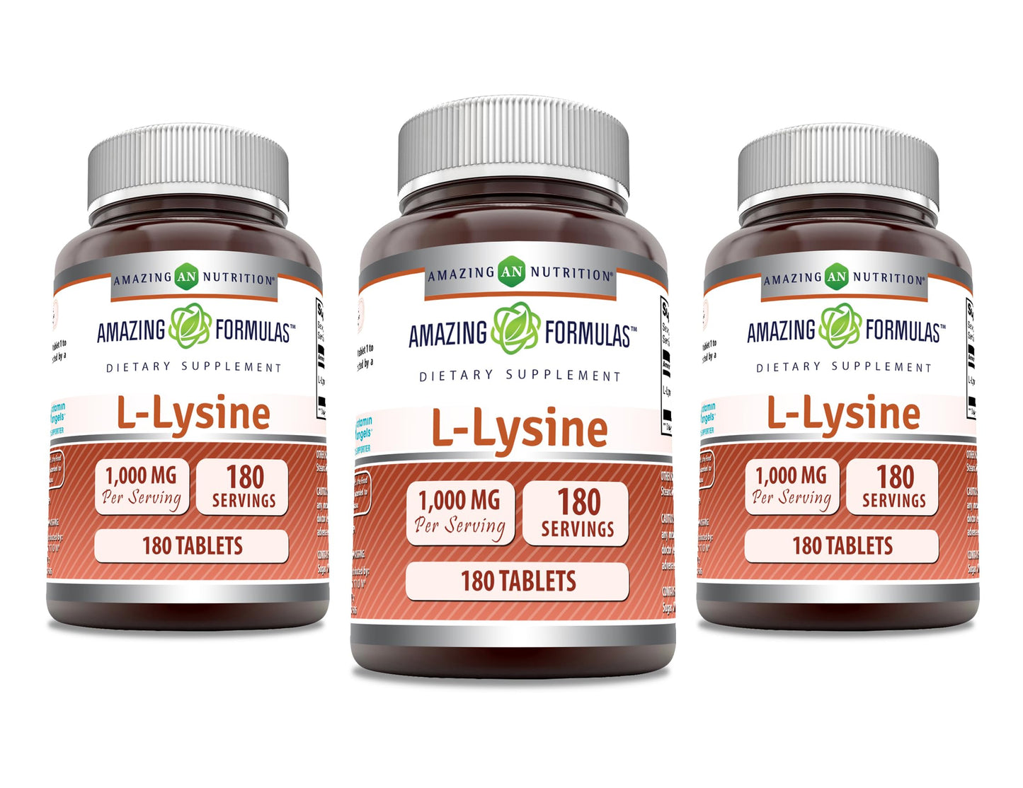 Amazing Formulas L-Lysine 1000mg Amino Acid Tablets Supplement | Non-GMO | Gluten Free | Made in USA (180 | 3 Pack)