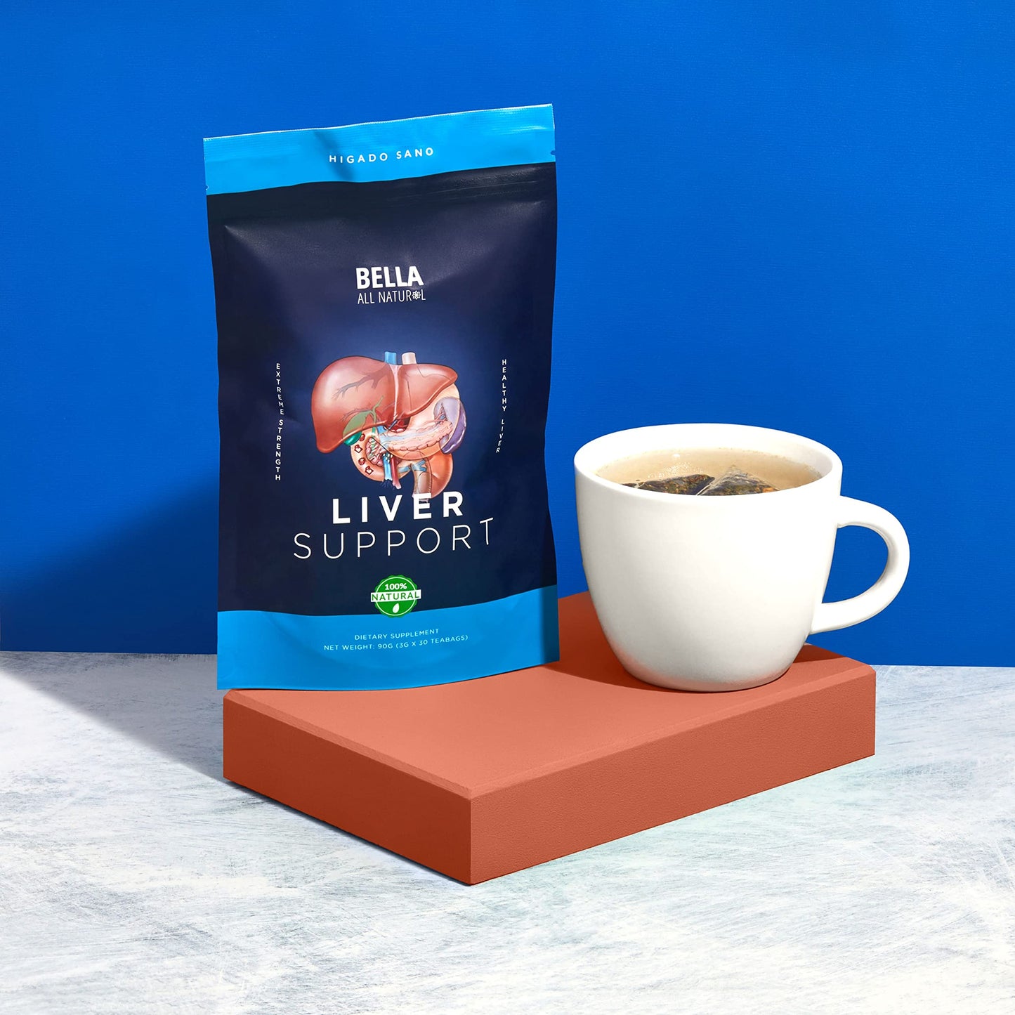 Bella All Natural Liver Detox Drink - Liver Cleanse Detox & Repair Tea with Blessed Thistle Herb, Artichoke Extract, Dandelion Root, 30 bags