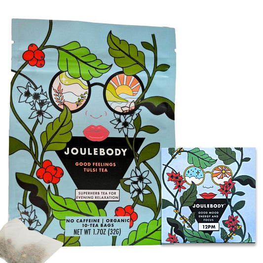 JOULEBODY 5 PM Good Feeling Organic Tulsi Tea | Post Workout Immunity Boost | 10 Count