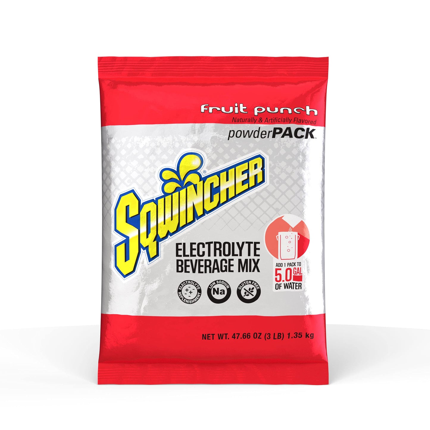 Sqwincher Powder Concentrate Electrolyte Replacement Beverage Mix, 5 gal, Fruit Punch 016405-FP (Case of 16)