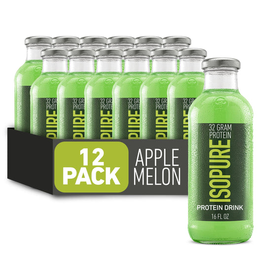 Isopure Zero Carb 32g Clear Protein Ready-to-Drink, Whey Protein Isolate, Apple Melon, 16 Fl Oz (12 Bottles)