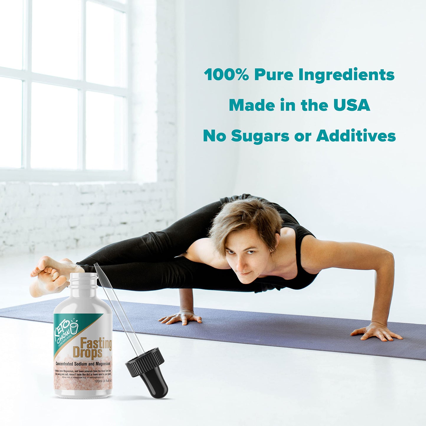 Keto Chow Fasting Drops | Sodium and Ionic Magnesium Fasting Supplement | Intermittent Fasting Mineral Supplements | Electrolyte Replenisher | 120ml Pocket Flask