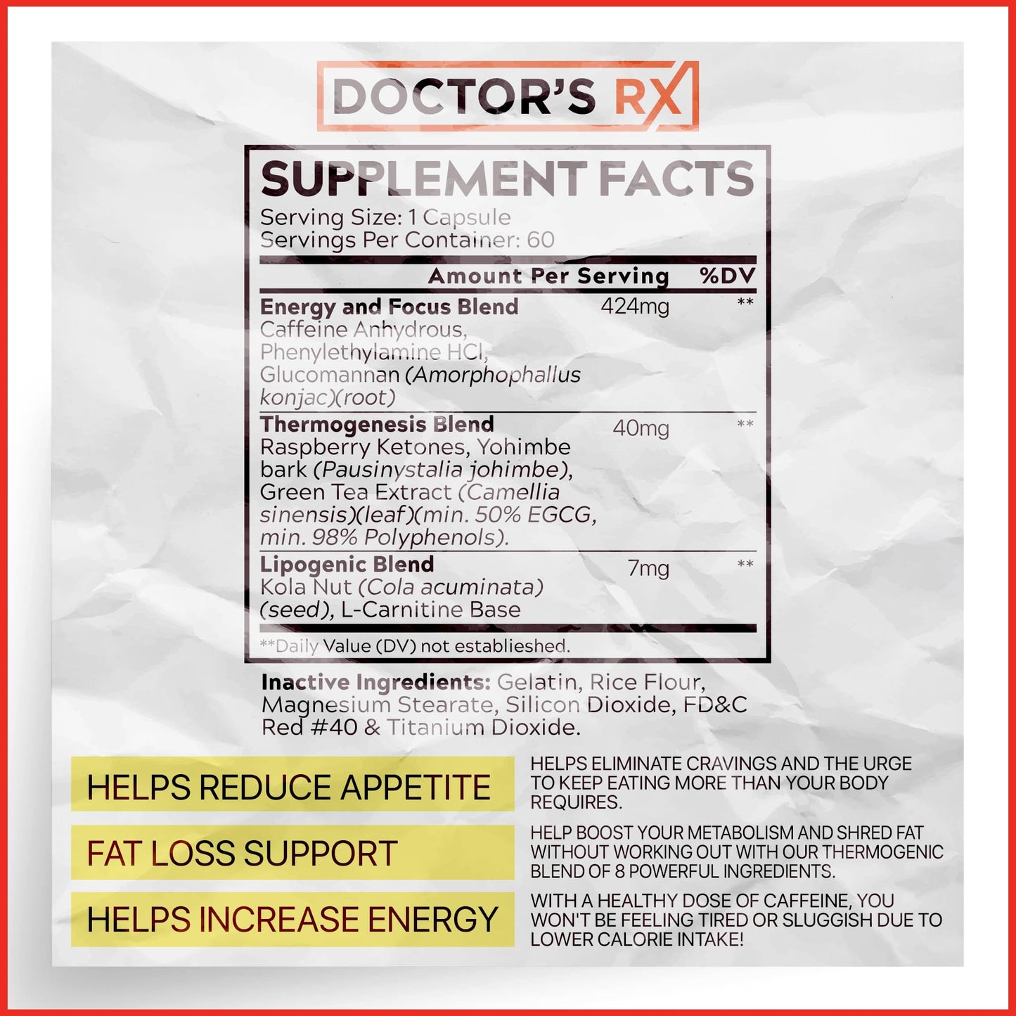Newly Rated Appetite Suppressant Supplement | Best Metabolism Booster for Weight Loss, Suppress Appetite, Lose Weight Around Stomach, Legs & Arms | Extra Strength w/ 8 Ingredients | - 60 Servings
