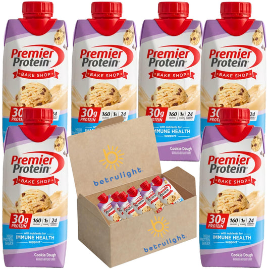 Protein Snacks Bundled with Premier Shakes Nutrition Ready to Drink Protein 30g Shakes Cookie Dough 11Fl oz 6 Pack  Every Order is Elegantly Packaged in a Signature BETRULIGHT Branded Box
