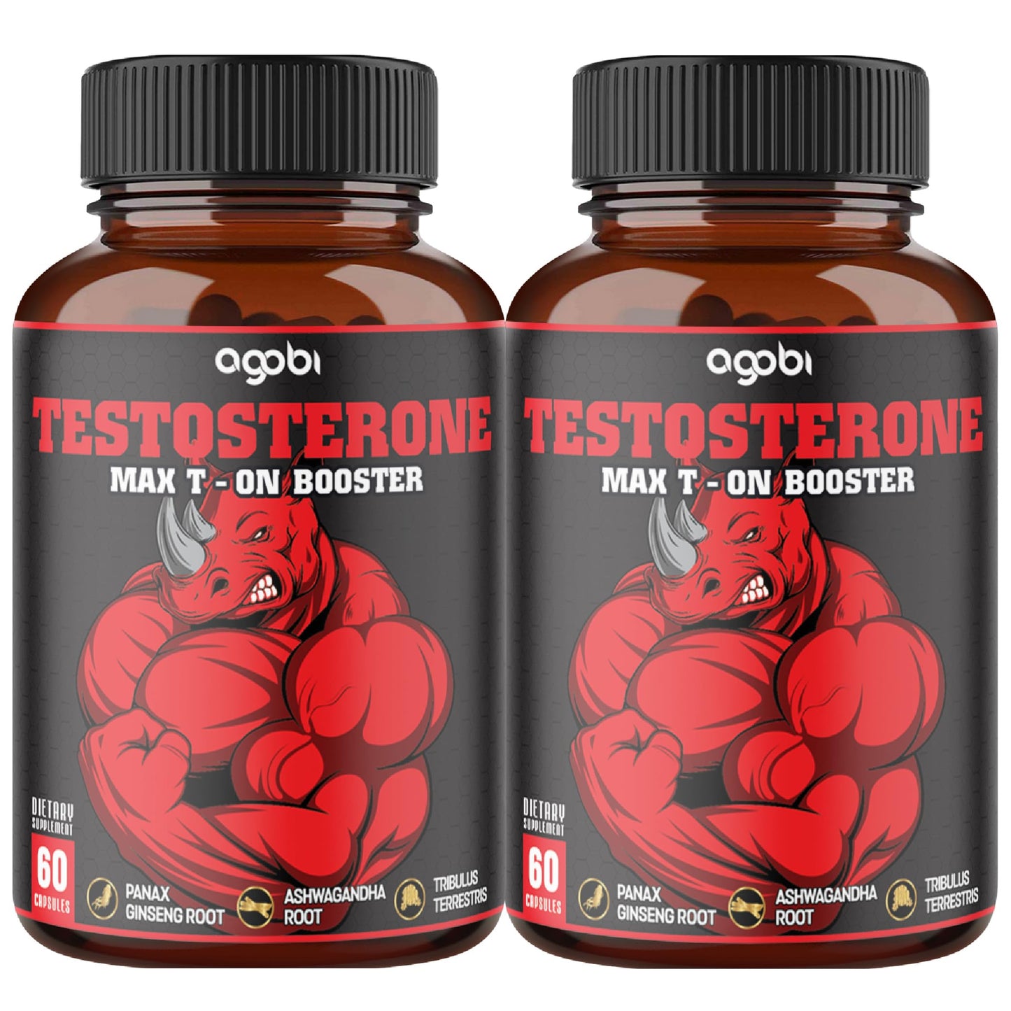 2 Packs 60 Capsules - Testosterone Booster for Men, Muscle Build, Energy & Endurance Support - 11 Herbs Combined with Ginseng, Ashwagandha, Tribulus & More