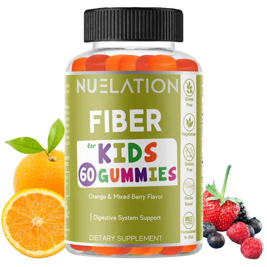 NUELATION Fiber Gummies for Kids - 60 Count - Vegetarian, Gluten Free, Gelatin Free, Fiber Supplement for Kids - Prebiotic Fiber for Kids to Support Digestion, Bowel Movement & Immune Health