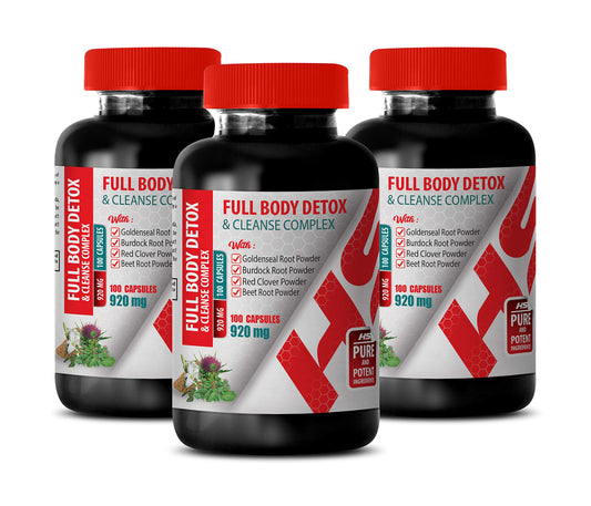 Liver Detox Formula - Full Body Detox and Cleanse Complex 920 MG - Burdock Root Cleanser - 3 Bottles 300 Capsules