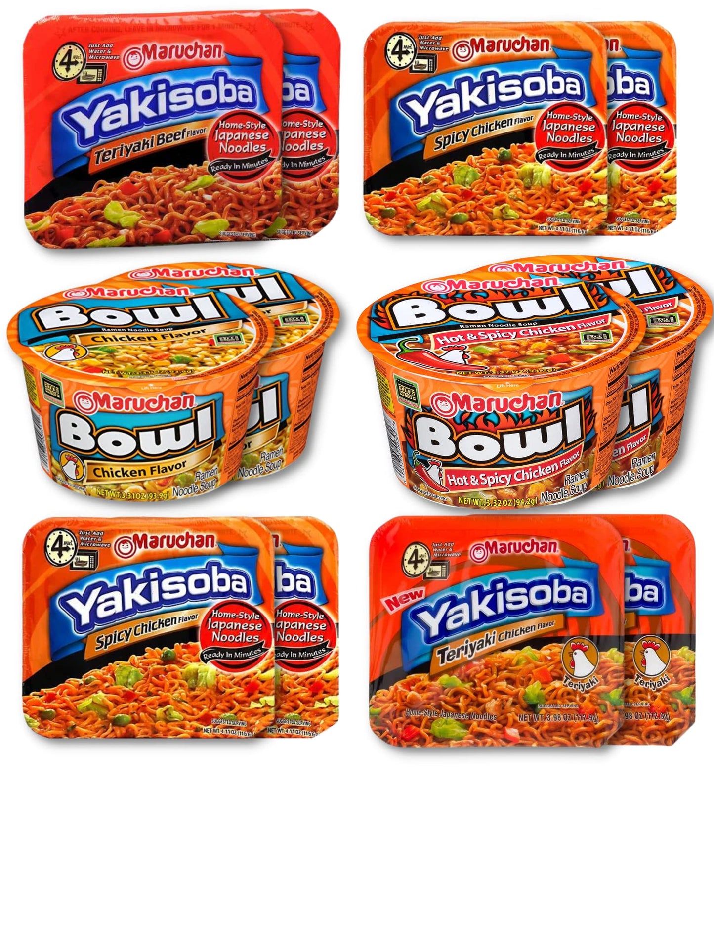 Maruchan Ramen Noodles  Yakisoba Bowls Variety Pack of 12