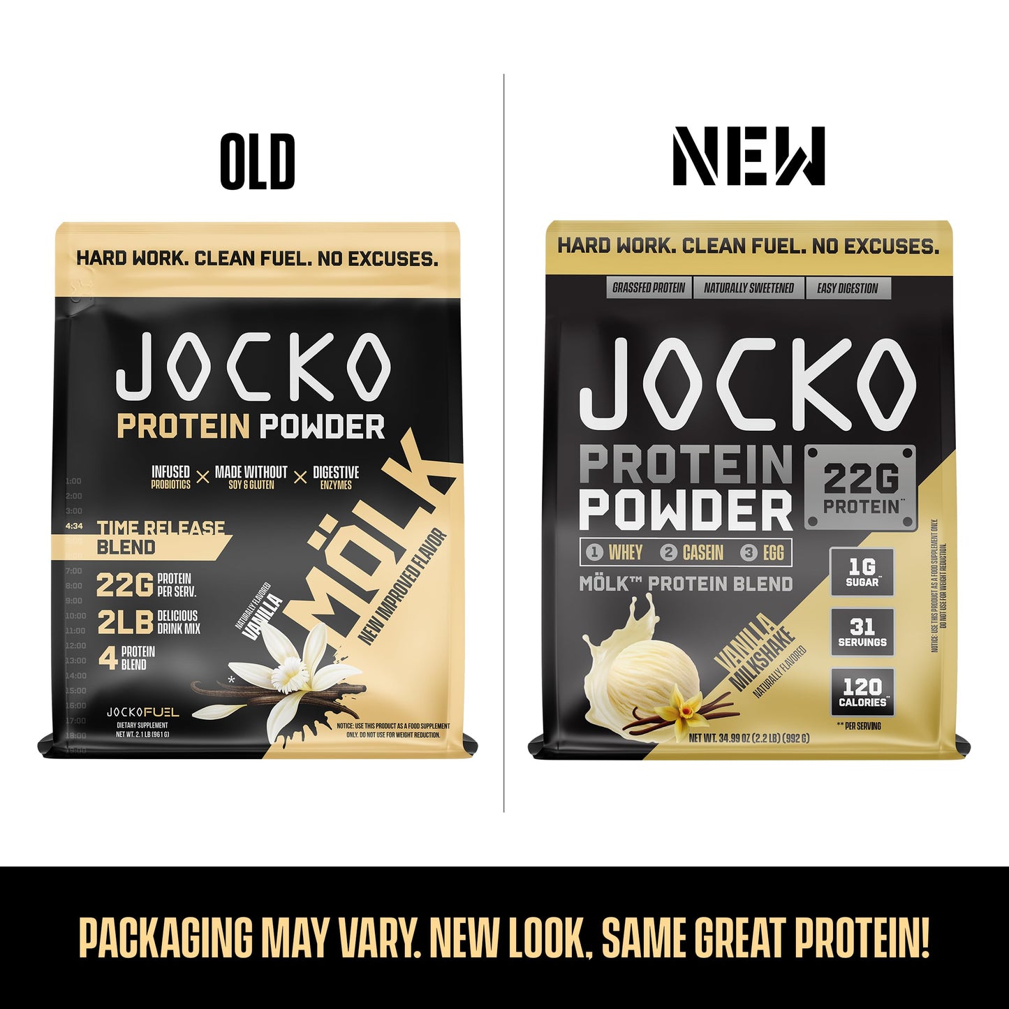 Jocko Fuel Mölk Whey Protein Powder 22g Protein - Low Sugar Monk Fruit Blend - Muscle Recovery & Growth, Packaging May Vary (31 Servings, Vanilla Milkshake)