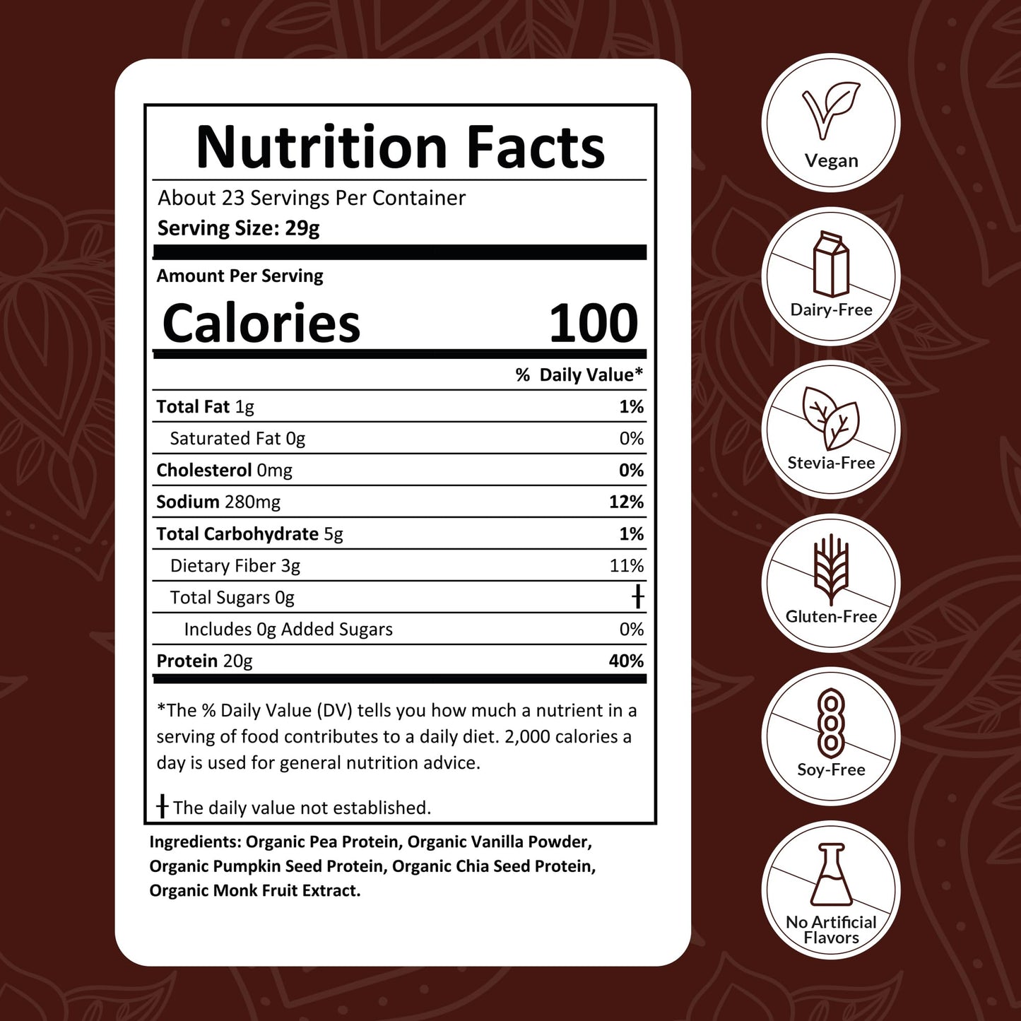 NUTRAPULSE Organic Vegan Protein Powder - Vanilla Flavor, Plant-Based, Gluten-Free, Non-GMO, 20g Protein Per Serving, Ideal for Smoothies, Shakes, Baking, Cooking (1 Pack, 20 Servings)