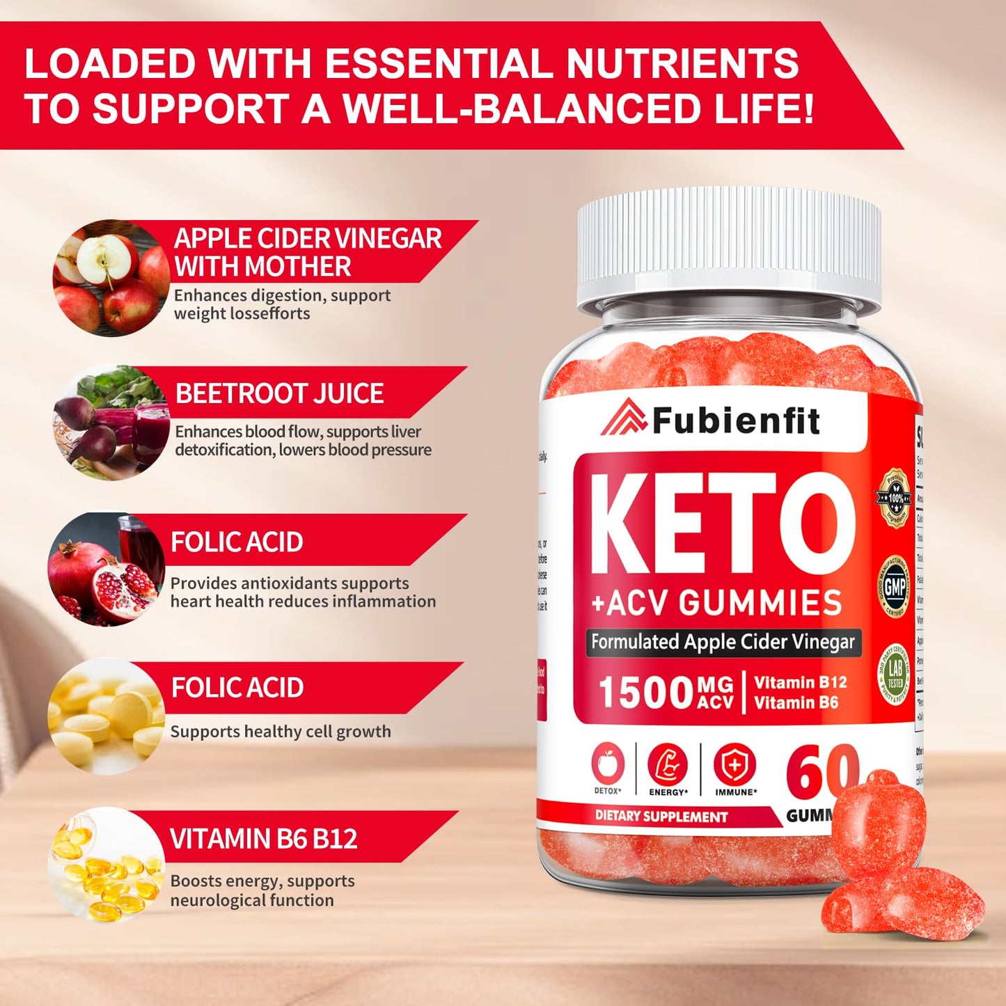 Premium Keto ACV Gummies for Women - Apple Cider Vinegar Wellness Support | Body Composition Gummies | Natural Women's Vitality Formula | Energy Renewal & Holistic Lifestyle & Natural Lemon Flavor