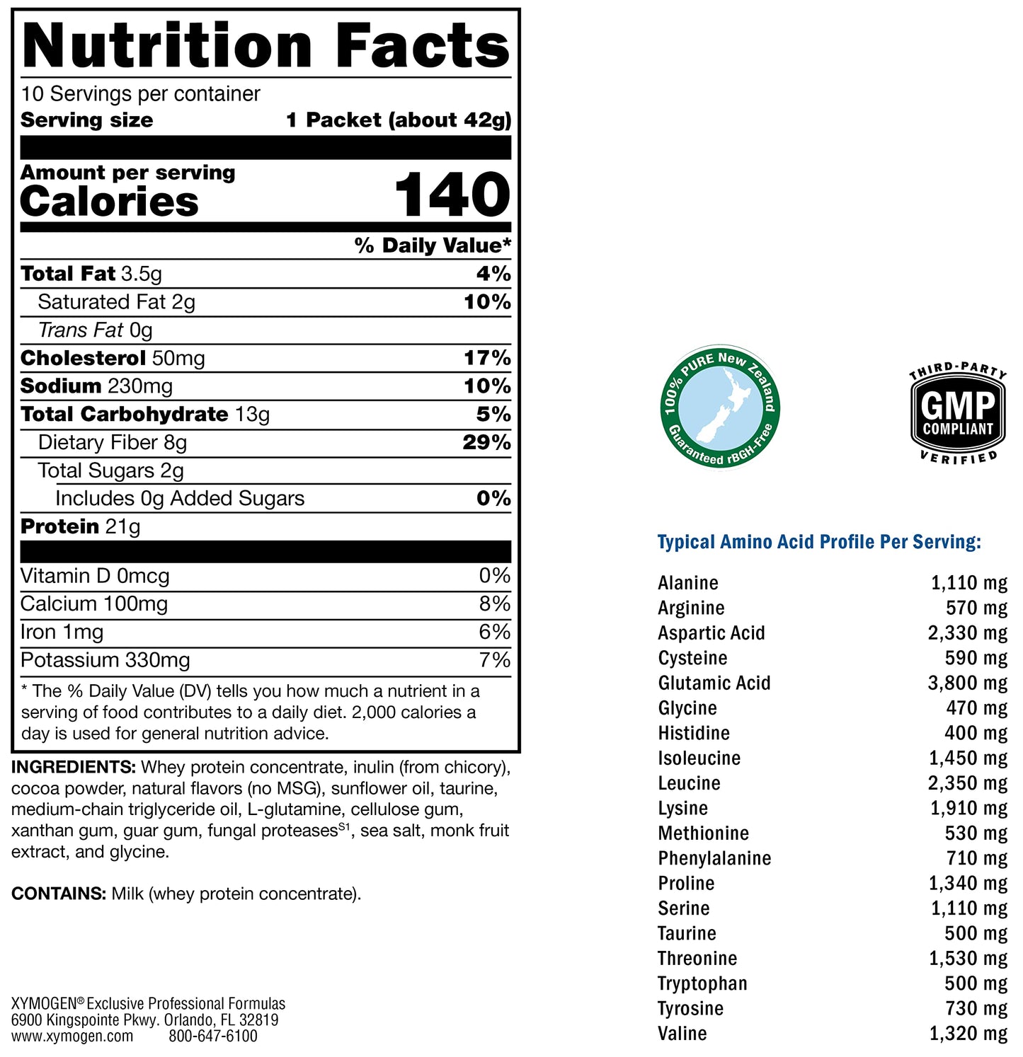 XYMOGEN FIT Food Lean Whey No Added Sugar, No Stevia - BioActive Whey Protein Powder with Natural Immunoglobulins - Supports Healthy Body Composition, Immune Health, Workouts - Chocolate (10 Packets)