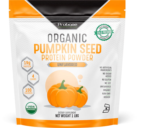 Probase Nutrition, Pumpkin Seed Protein Powder, Unsweetened Plant-Based Pumpkin Protein Powder, Ideal for Post-Activity Support, Pumpkin Powder is Rich in Omega 3, 6, 9 | 1 lb, Cold Pressed