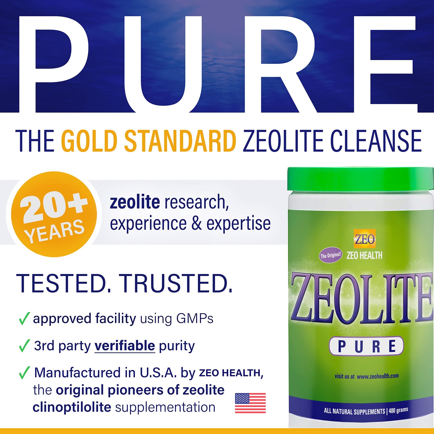 Zeolite Pure | Full Body Detox Cleanse for Women, Men, Adults | Supports Energy, Gut Health, Mental Clarity, & Optimal Inflammation Response | The Original Zeolite Powder (400 Servings)