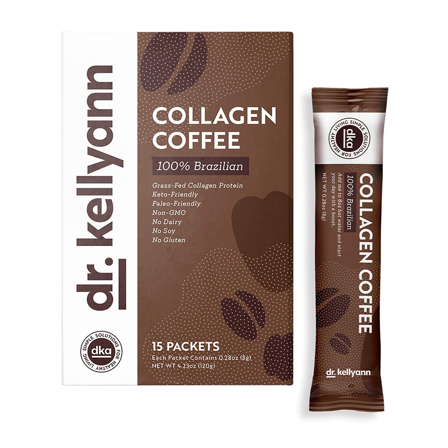 Dr Kellyann GrassFed Collagen Instant Coffee 15 Packets  Keto  Paleo Friendly  Sugar free Dairy free Grain Free  Brazilian Slimming Collagen CoffeetoGo