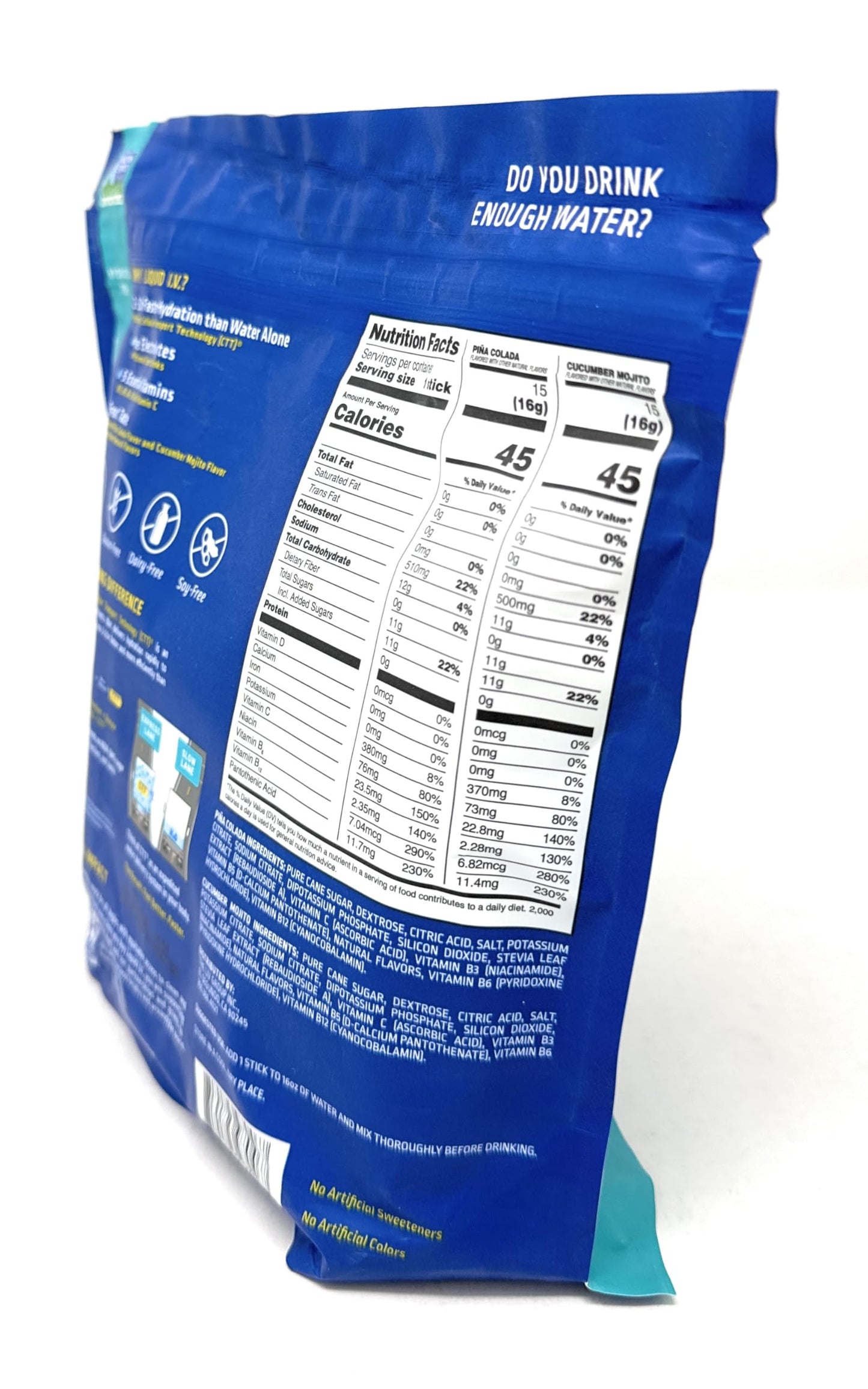 Liquid I.V. Hydration Multiplier, 30 Individual Serving Stick Packs in Resealable Pouch, Mocktail Variety Pack (15 Pina Colada & 15 Cucumber Mojito) Packed with HealthEmpire Poly Bag