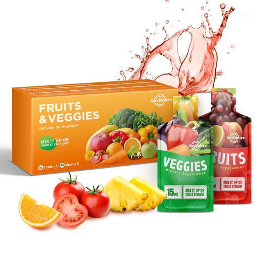 Fruit and Veggies Supplement - 10 Pouches Superfoods & Super Greens for Adults & Kids - Liquid Fruits and Vegetables with Vitamins & Minerals - Support Energy, Detox, Immunity, Digestion & Metabolism