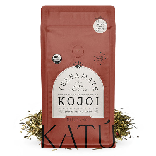 Katú Kojoi Yerba Mate Tea 16oz Loose Leaf Slow Roasted Unsmoked Air Dried Organic Premium Aged Sweet Rich Tea Leaves Brews Like Coffee for Energy Boost