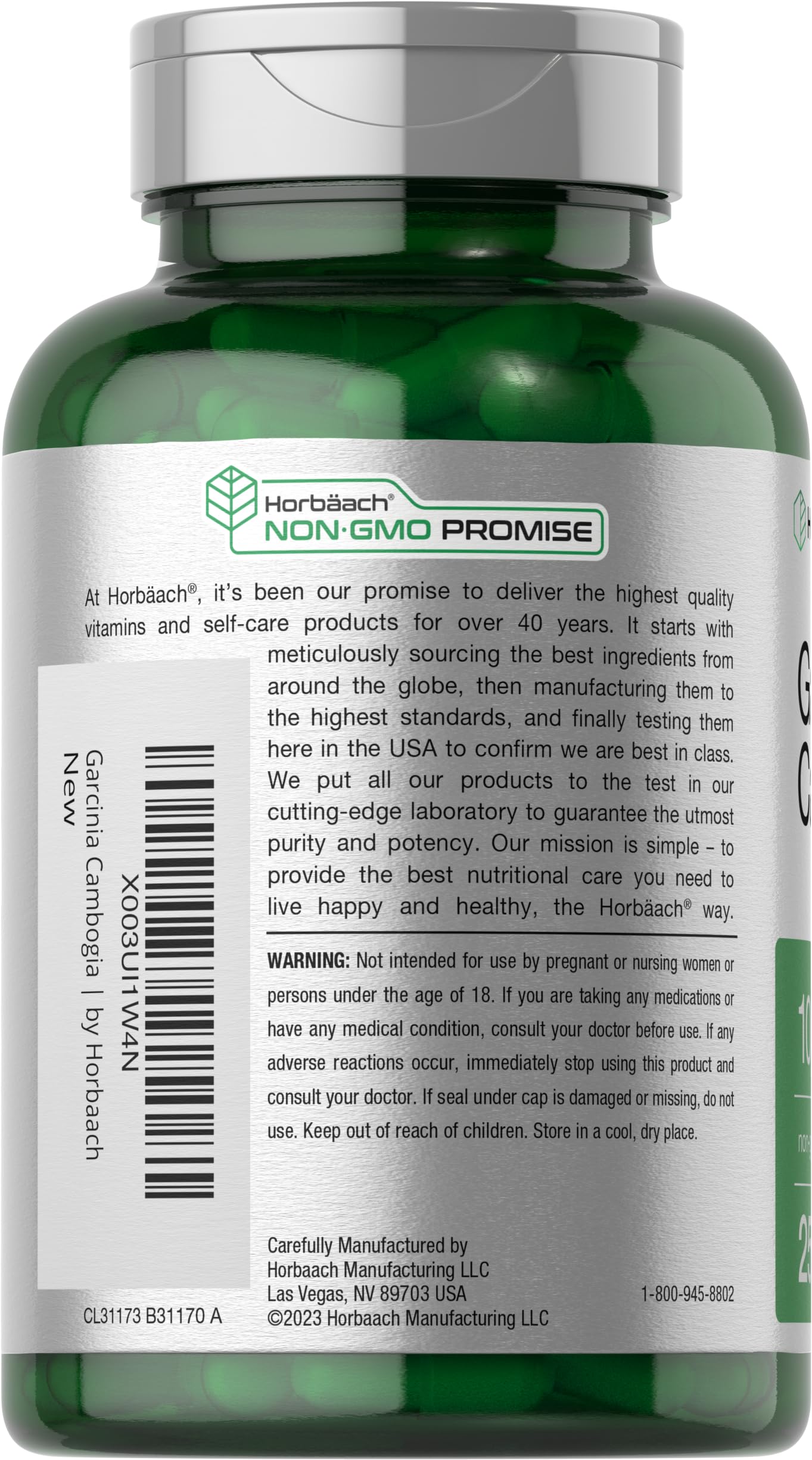 Horbaach Garcinia Cambogia Extract Pills | 1000mg | 250 Capsules | Herbal Extract Supplement | Non-GMO, Gluten Free