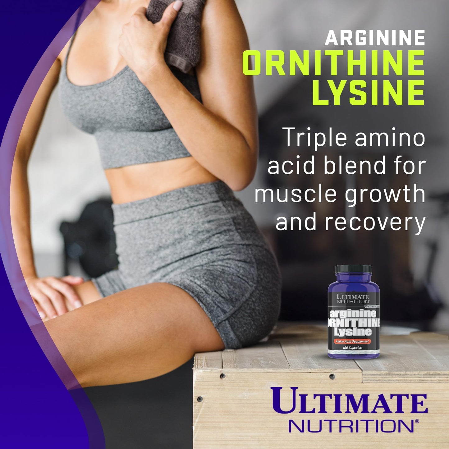 Ultimate Nutrition L-Arginine Supplements for Men & Women - Amino Acid Complex with Aginine, Ornithine & Lysine - Support Heart Health, Nitric Oxide Production & Optimal Blood Flow - 100 Capsules