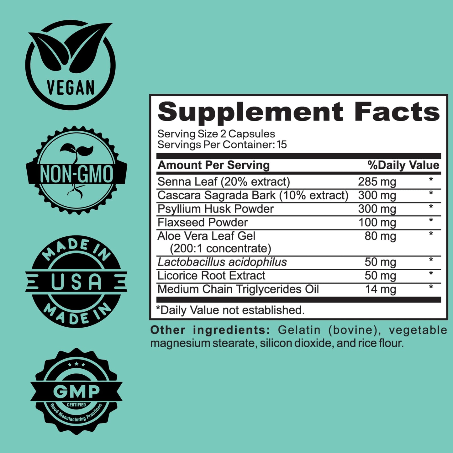 Herb Vitality 15-Day Colon Cleanse for Gut Health - Probiotics for Men & Women, Candida Cleanse, Aloe Vera, Licorice Root, Psyllium Husk - Supports Digestive & Immune Health, Detox & Kidney Cleanse
