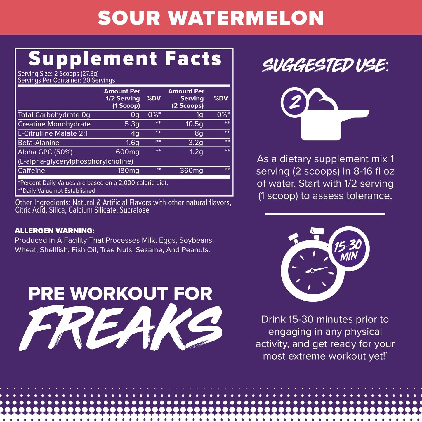 FINAFLEX Engage Pre Workout, Sour Watermelon - Train Harder, Longer & Stronger - Includes Creatine, Beta-Alanine, Alpha GPC, Citrulline & Caffeine - 20 Servings