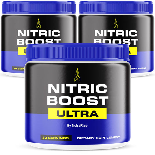 NutraRize (Pack of 3 Nitric Boost Ultra Powder in a Jar, Official Formula to Support Energy Levels and Blood Flow, Reviews (90 Servings)