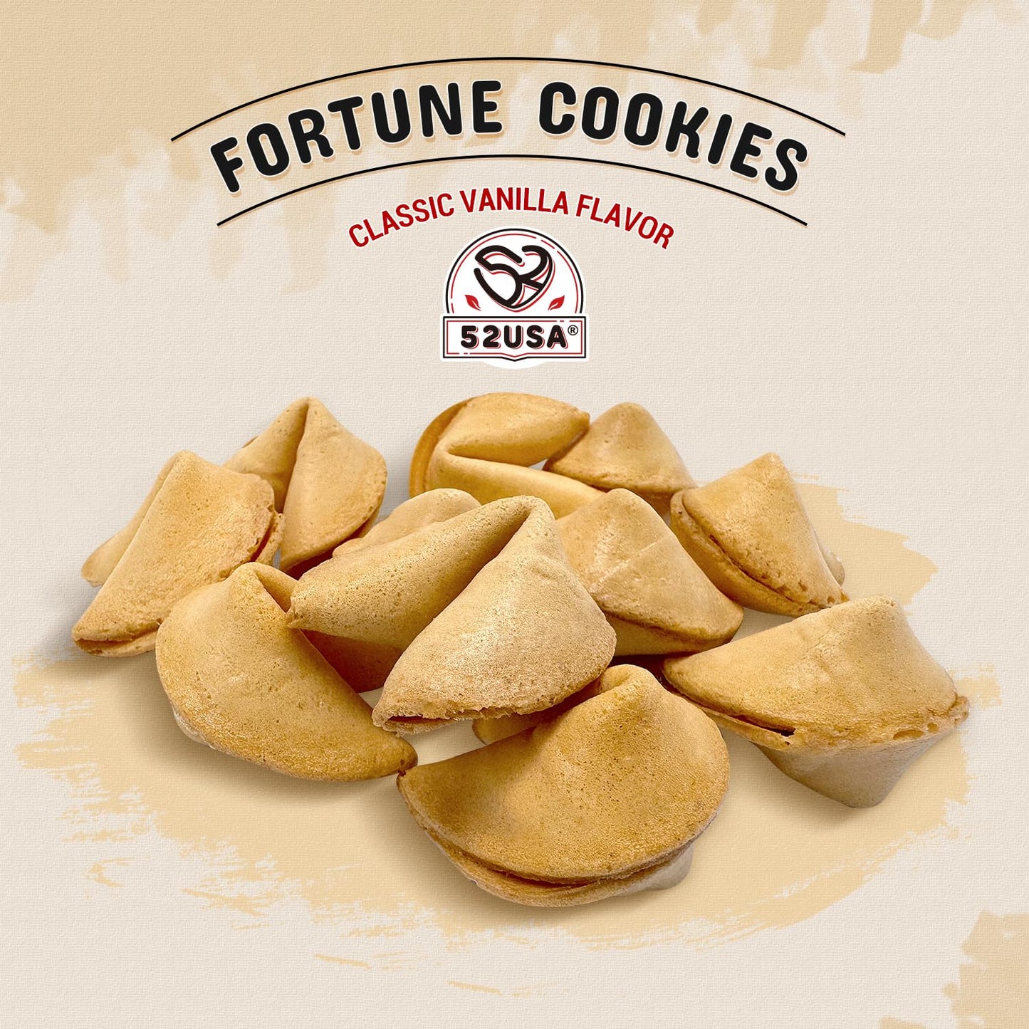 52USA Fortune Cookies Approx 25pcs Vanilla Flavor Fortune Cookies Individually Wrapped Bulk Fresh Cookies 4oz