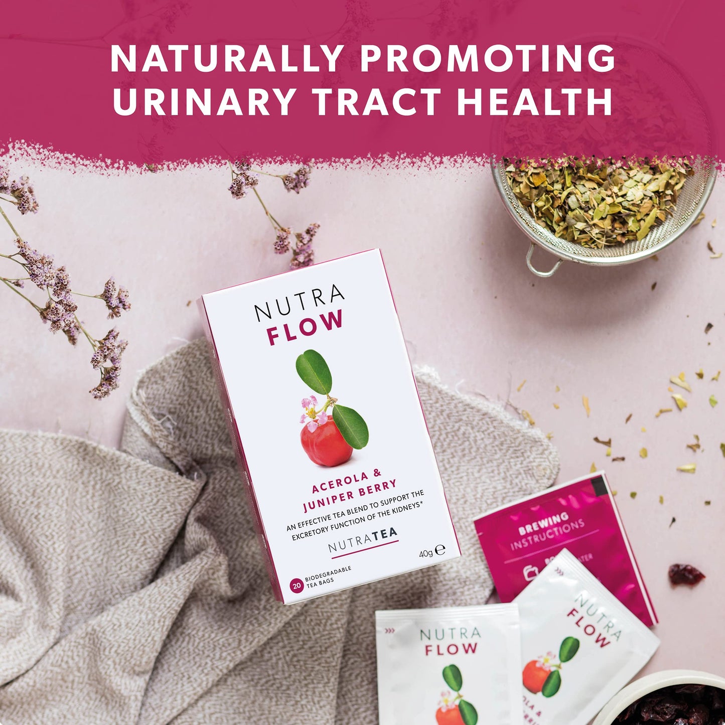 NUTRAFLOW  UTI Tea  Thrush Tea  Includes Horsetail Yarrow  Goldenseal  Eases Discomfort Within The Urinary Tract  Kidney  20 Enveloped Tea Bags  by Nutra Tea  Herbal Tea