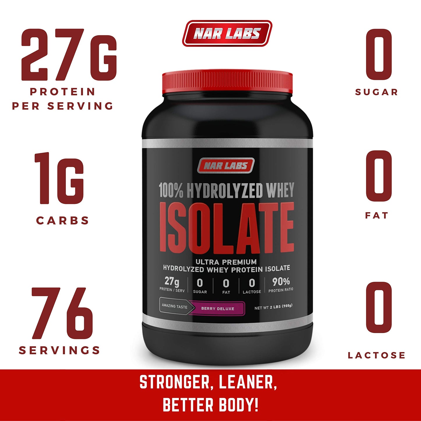 NAR LABS Hydrolyzed Whey Protein Isolate 2 lbs (Berry Deluxe)