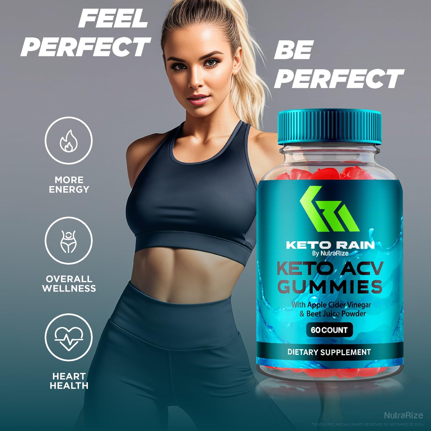 NutraRize (Pack of 2 Keto Rain ACV Gummies, All Natural Keto Supplement, Keto + Apple Cider Vinegar, Keto Plus ACV Reviews (120 Gummies)