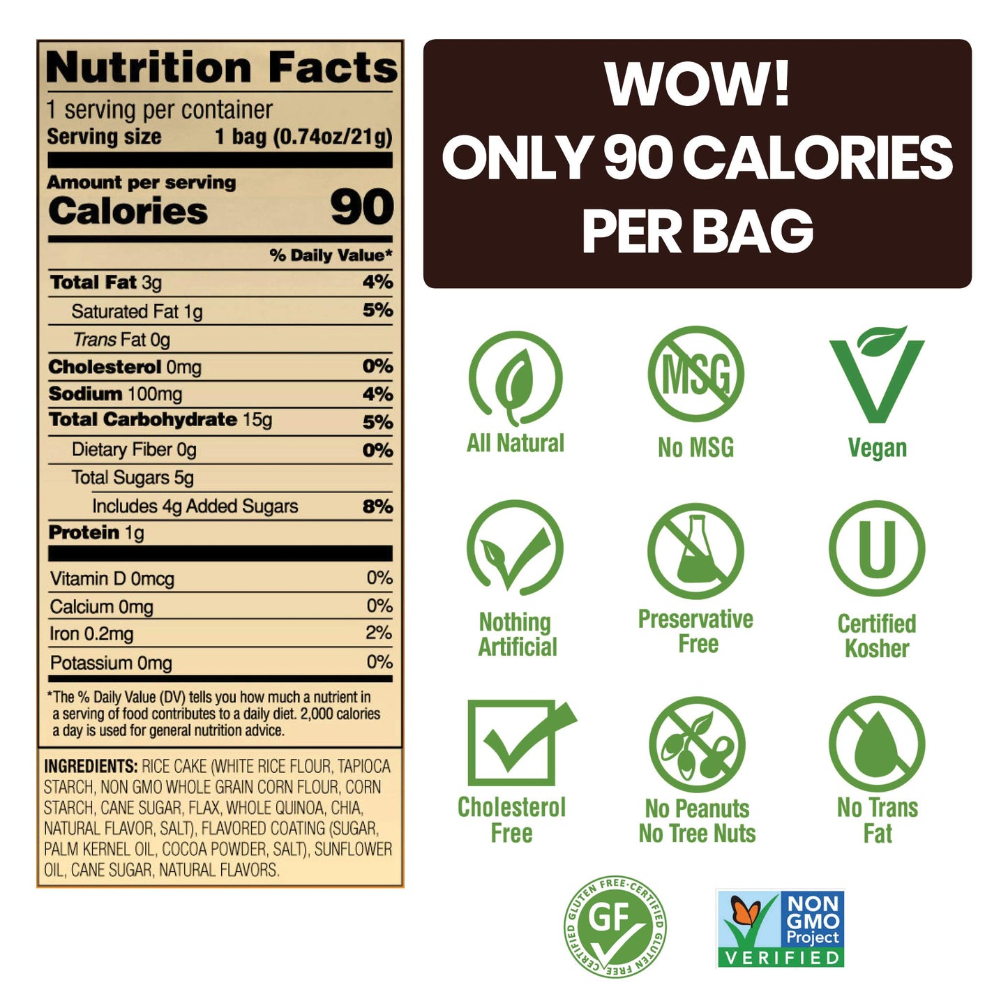 Drizzilicious Smores 10 Pack  Mini Snack Chocolatey Rice Cakes  Vegan Air Popped Chia Quinoa Flax Smore Snacks