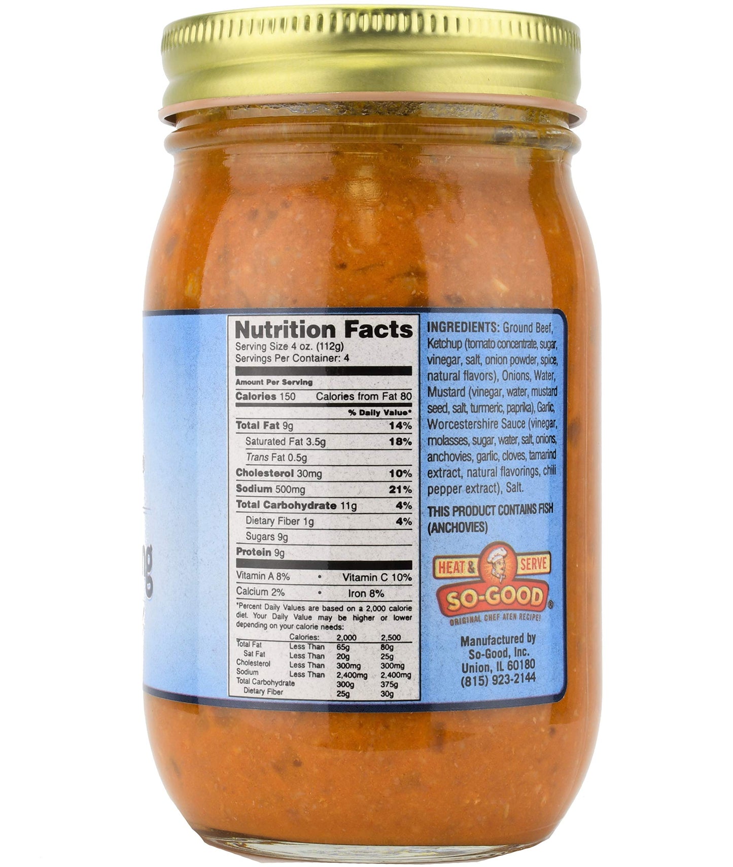 SoGood Sloppy Joe Filling with Ground Beef 16 oz Jar  Just Heat and Serve