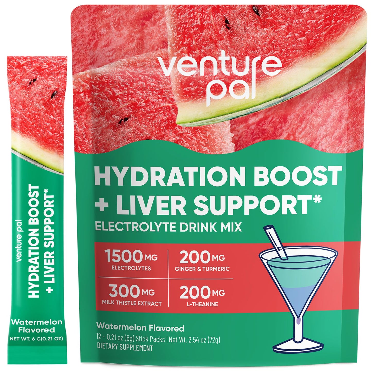 Venture Pal Weekend Recovery Electrolyte Powder Packets, Liquid Daily IV Drink for Rapid Hydration & Liver Support with Milk Thistle - 5 Vitamins & 7 Electrolytes, No Sugar, Keto Friendly, 12 Sticks