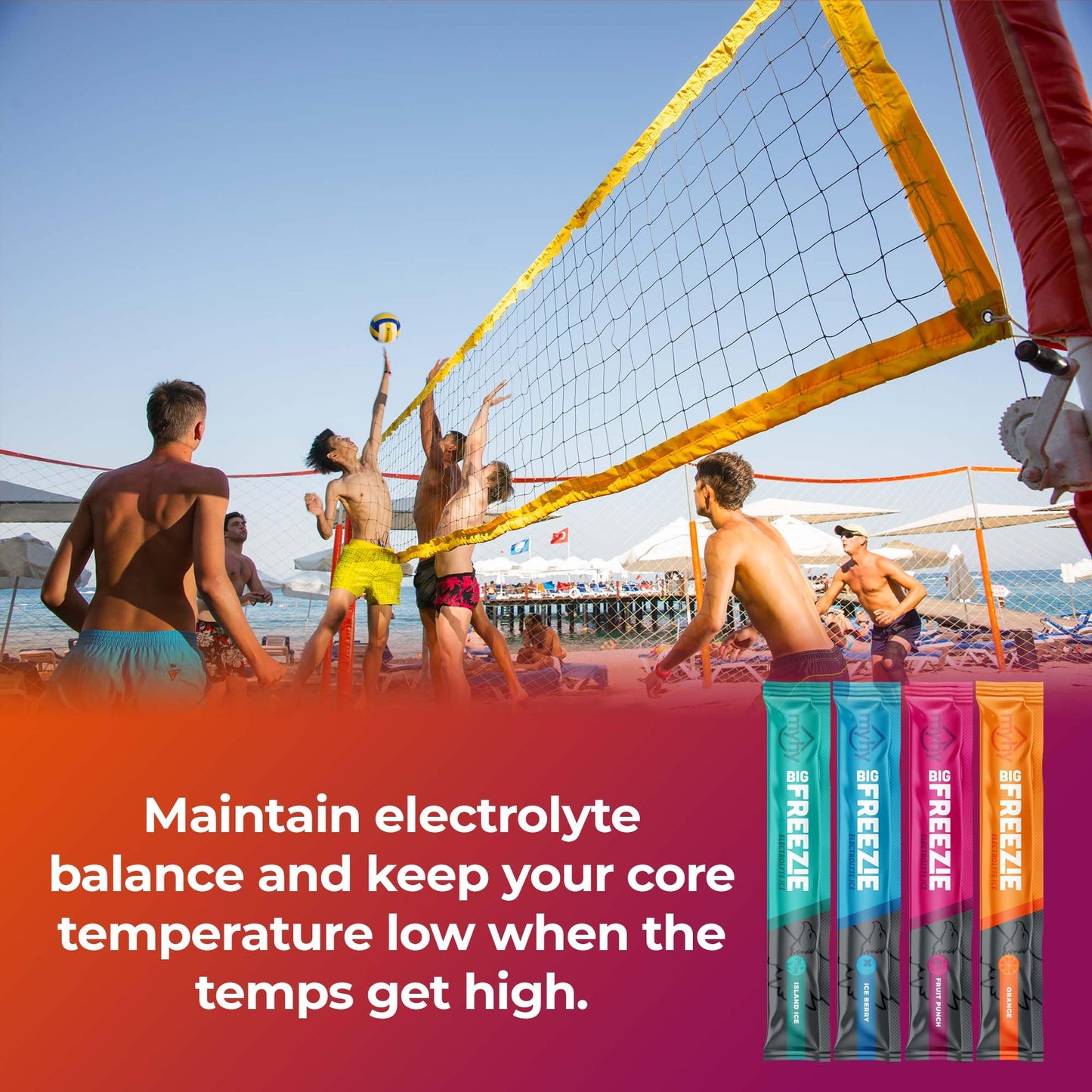 MyHy - Big Freezie Electrolyte Popsicles - Electrolyte Freezer Pops, Hydration Popsicles for Adults & Kids, All Sport Freezer Pops for Active Lifestyle & Sweat Loss - Fruit Punch & Orange, 16 Count