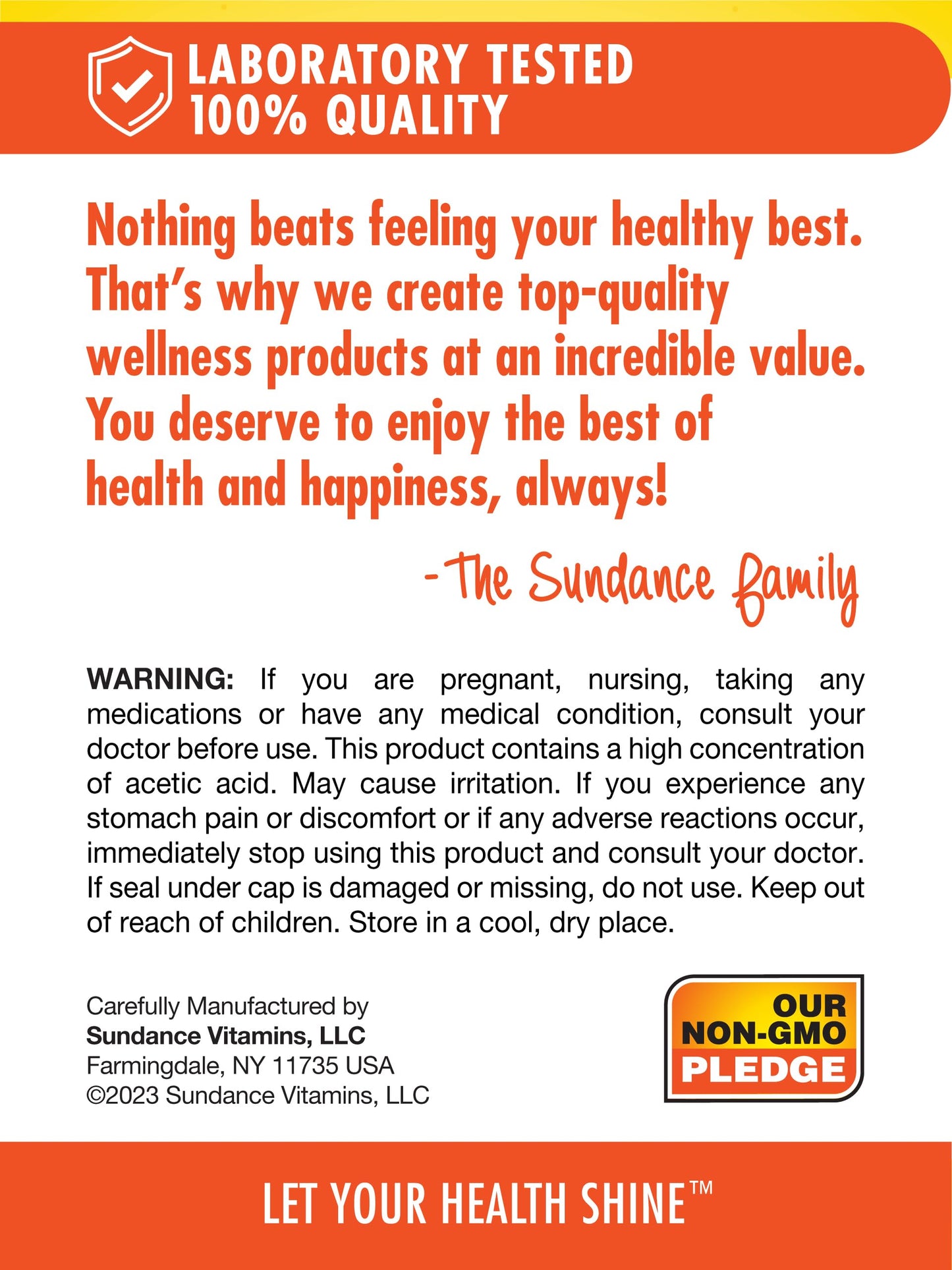 Sundance Apple Cider Vinegar Capsules | 60 Count | Non-GMO and Gluten Free Supplement