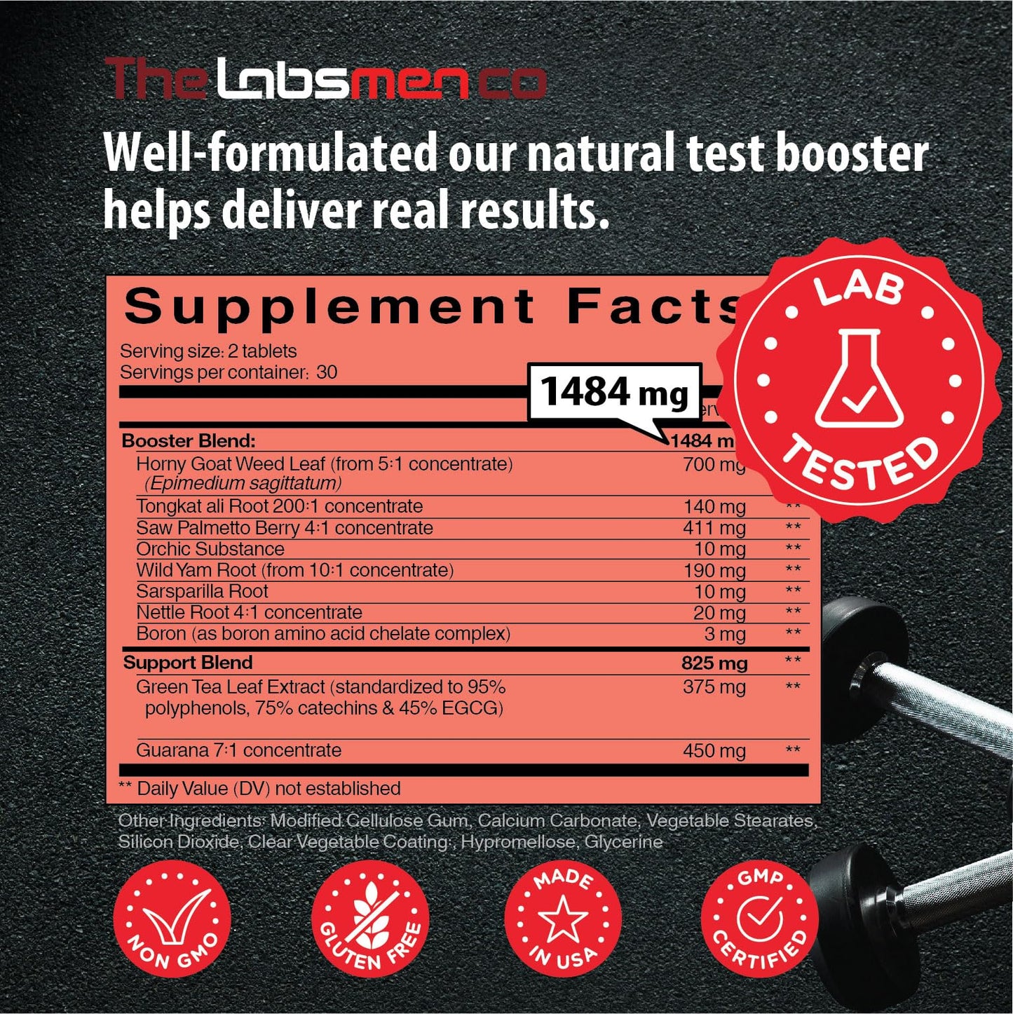 Natural Testosterone Booster for Men at Gym & Bedroom w/Horny Goat Weed & EGCG Green Tea Helps Boost Physical Performance, Restore Vitality and Support Weight Management - 60 Tablets