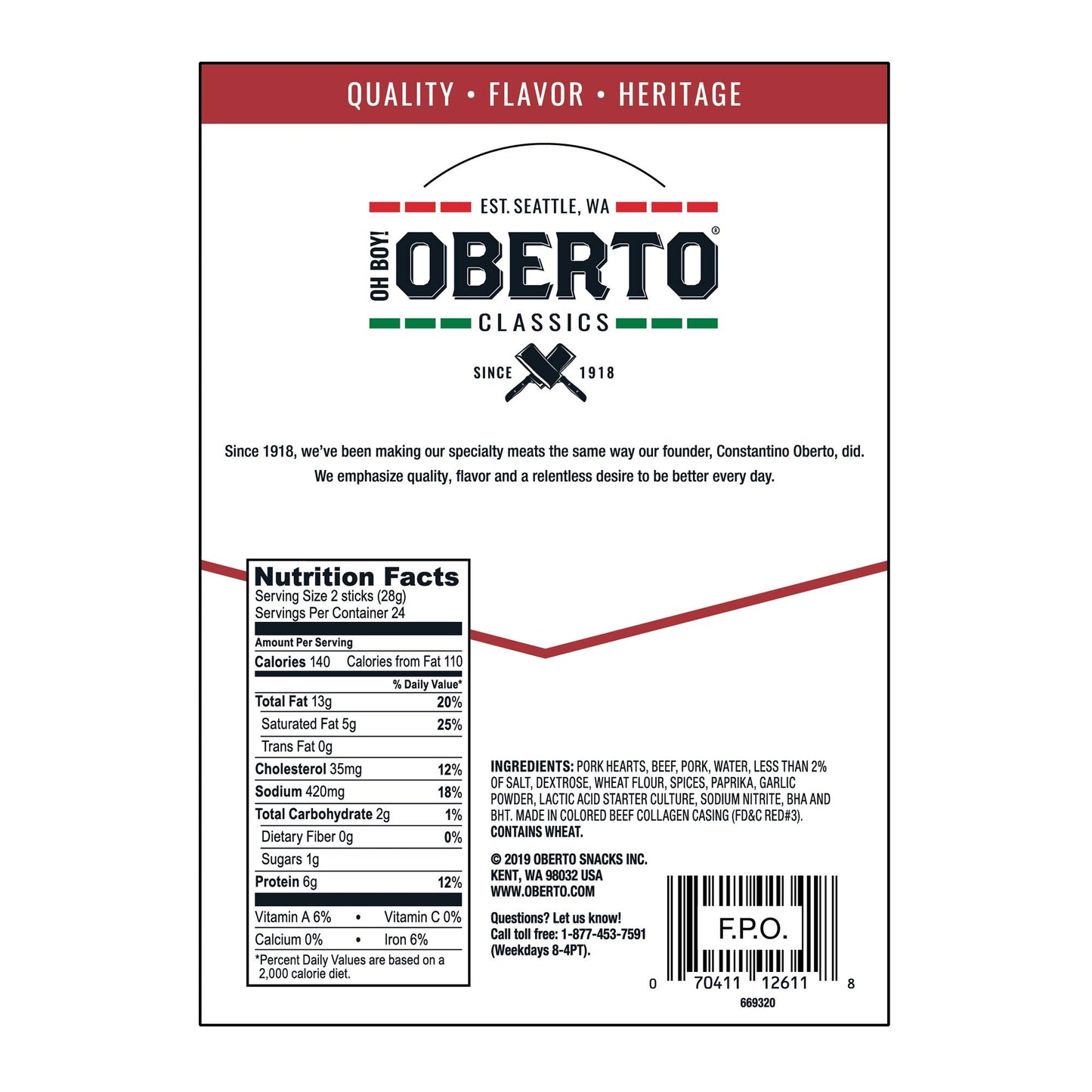 Oh Boy Oberto Classics Cocktail Pep Smoked Sausages 3 Ounce Pack of 8